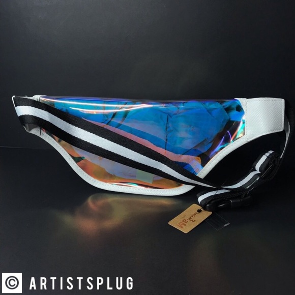 “LIMITED” HOLOGRAPHIC STRIPE STRAP FANNY PACK - Picture 2 of 3